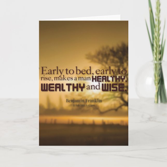 Cartão Palavras Motivacionais - Citação de Benjamin Frank (Frente)