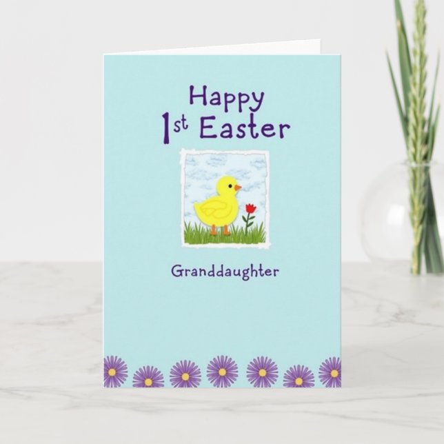 Cartão Pale Blue Easter Granddaughter Card (Frente)