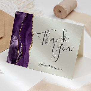 Cartão Pale Purple Agate Dourado Casamento de Marfim Obri
