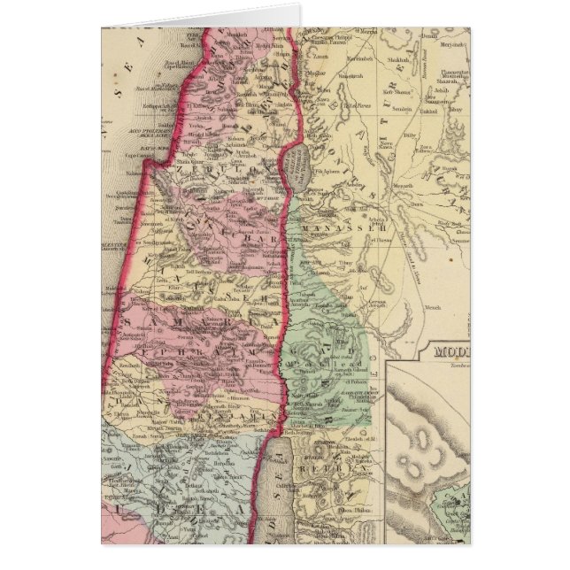 Cartão Palestina, Mapa de Jerusalém por Mitchell (Frente)