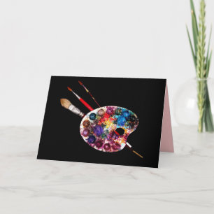 CARTÃO PALETA DE CORES E PINCÉIS DE ARTISTA