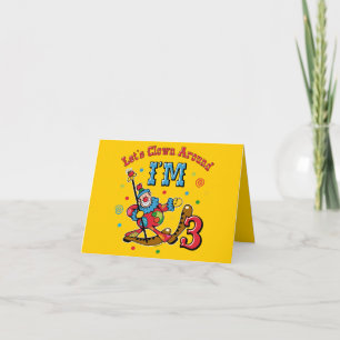 Cartão Palhaço ao redor de aniversário de 3 anos
