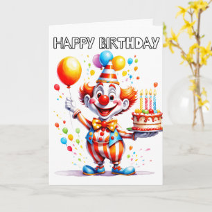 Cartão Palhaço de Festa de Aniversário Bonito