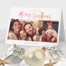 Cartão Palm Tree Tropical Natal 2 Foto dobrada