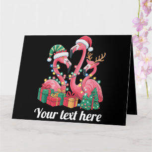 Cartão Palma de Natal Flamingo Luzes de Natal Personaliza