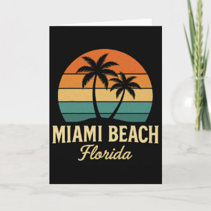 Cartão Palmares de Miami Flórida Pôr do Sol Vintage Palme