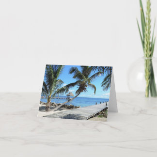 Cartão Palmas e cais em Belize