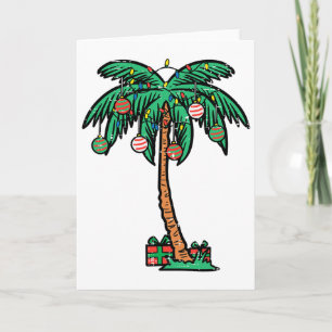 Cartão Palmeira de Natal Árvore de Natal Praia Tropical H
