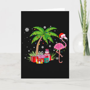 Cartão Palmeira de Natal Flamingo Rosa Tropical Xmas Dive