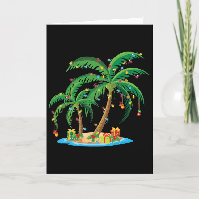 Cartão Palmeira de Natal Tropical Presente de Natal Coco  (Frente)