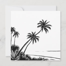 Cartão Palmeira Preto e Branco Praia Costeira