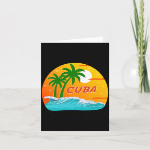 Cartão Palmeiras de Cuba Praia Caribenha Pôr do Sol Nasce
