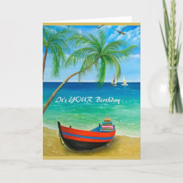 Cartão Palmeiras de praia Boats Tropics Dia Perfeito