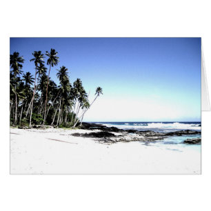 Cartão Palmeiras exóticas e praia paraísa