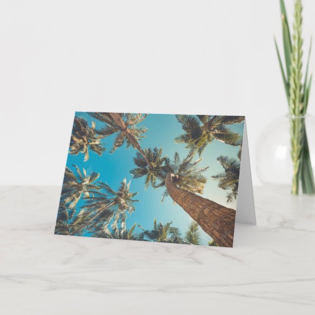 Cartão Palmeiras no vintage tropical da praia (Frente)
