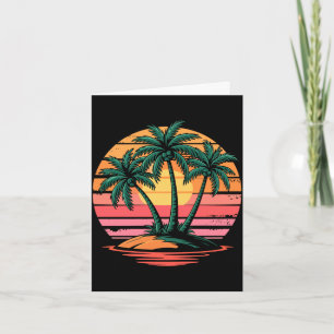 Cartão Palmeiras retrô pôr do sol tropical verão para hom