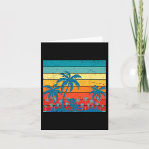 Cartão Palmeiras Tropicais Retro E Verão De Praia Sunset