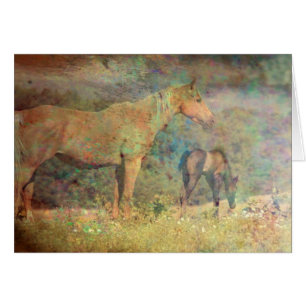 Cartão Palomino Mare e Foal