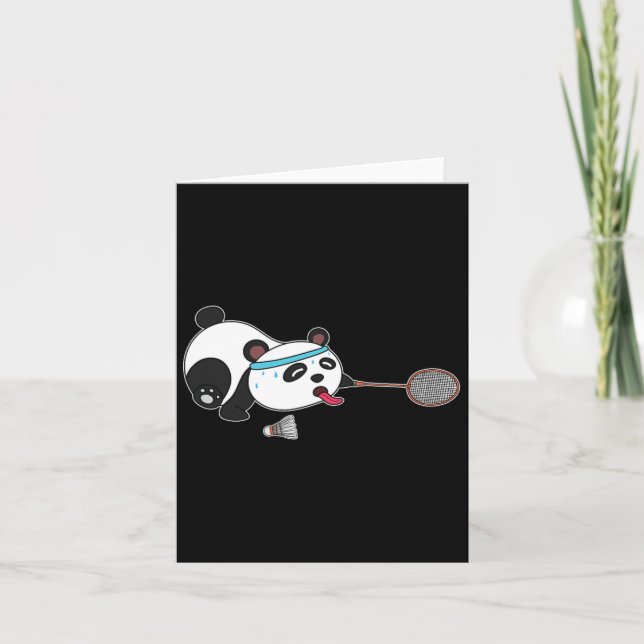 Cartão Panda Animal Badminton Shutles (Frente)