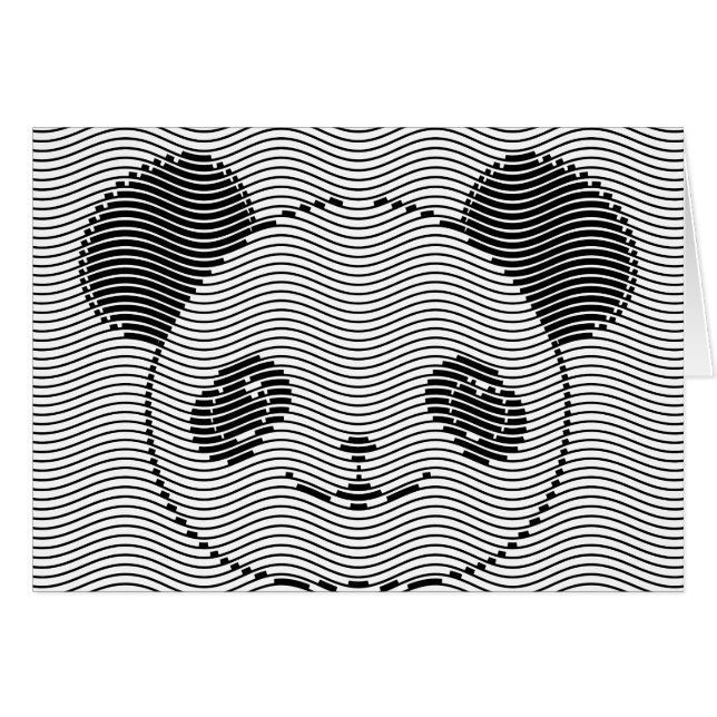 Cartão Panda Bear Face On Wave Patterno (Frente Horizontal)