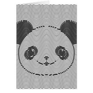 Cartão Panda Bear Face On Wave Patterno