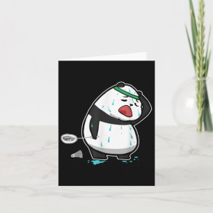 Cartão Panda Cansado e Divertido Jogando Badminton 