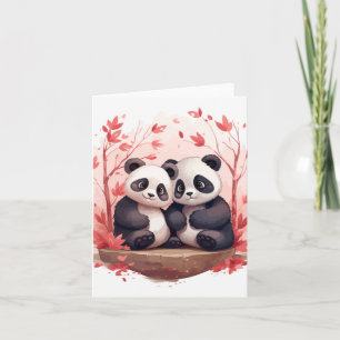 Cartão Panda casal tão feliz juntos 