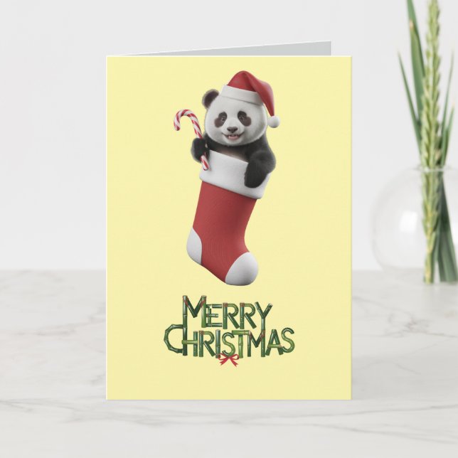 Cartão Panda Christmas Stocking (Frente)