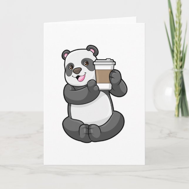 Cartão Panda com café para viagem (Frente)
