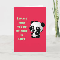 Panda com citação de amor inspiracional
