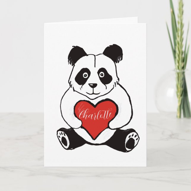Cartão Panda com esposa de aniversário de casamento (Frente)