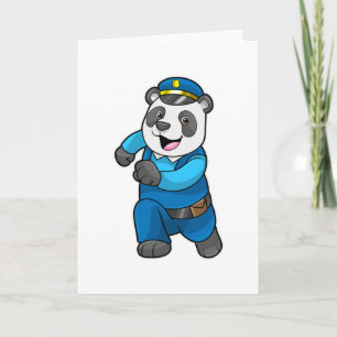Cartão Panda como agente da polícia com chapéu da polícia