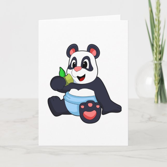 Cartão Panda como Bebê com Bambus (Frente)