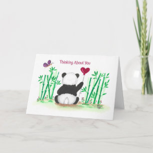 Cartão Panda de Encorajamento Bambu Borboleta Coração Bal