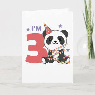 Cartão Panda de Terceiro Aniversário para Crianças de 3 A