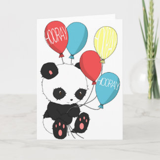 Cartão Panda do aniversário com balões