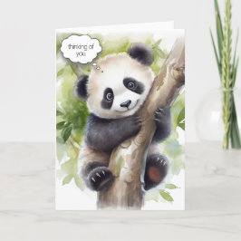 Cartão Panda Em Aquarela De Árvore