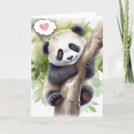 Cartão Panda em árvore pensando em você
