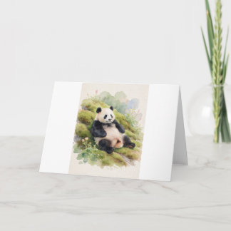 Cartão Panda Gigante Dormindo na Encosta Musgosa Cumprime