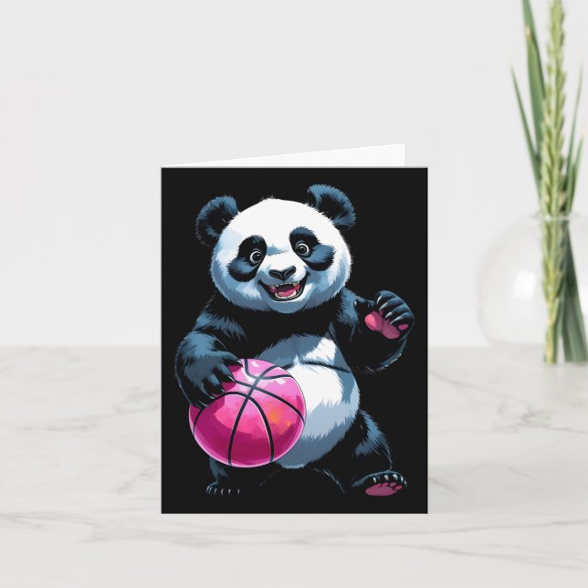 Cartão Panda Hoops - Jogador de Basquete Bonito (Frente)
