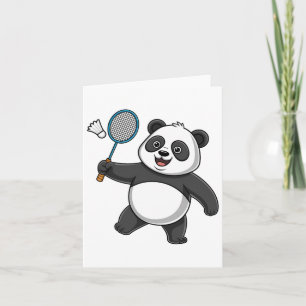 Cartão Panda Inteligente Jogando Badminton Engraçado Humo