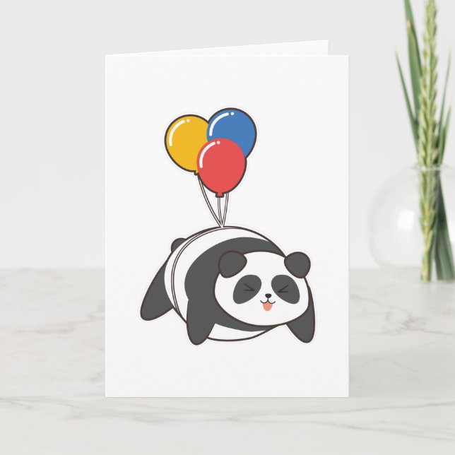 Cartão Panda no aniversário com Ballon (Frente)