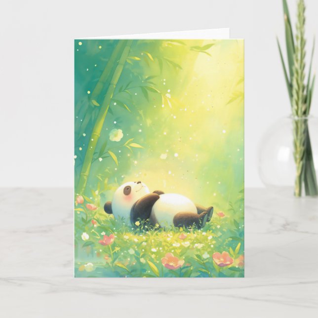 Cartão Panda Pacífico em um Prado de Bambu (Frente)