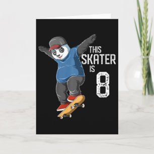 Cartão Panda Skater Kids - Este Patinador Tem 8 Anos de I