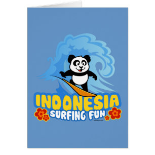 Cartão Panda surfando de Indonésia