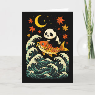 Cartão Panda Surfando na Onda - Arte Divertida de Animal 