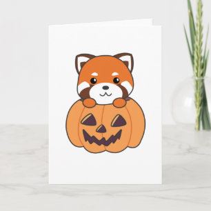 Cartão Panda Vermelha Em Pumpkin Cute Pandas Happy Hallow