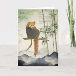 Cartão Panda Vermelha Pintada À Mão Ameaçada