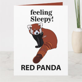 Cartão Panda Vermelha Sentindo Sonolência Engraçado Panda