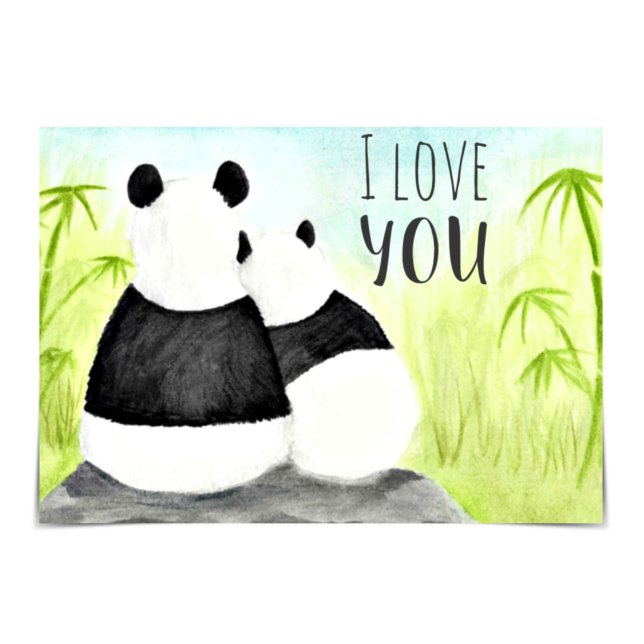 Cartão Pandas Bamboo Watercolor Card (Criador carregado)